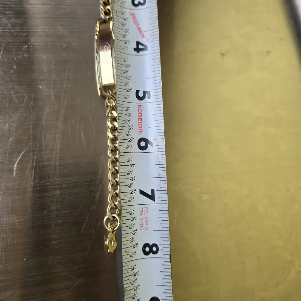 Custom Personalized Golden Tone Chain Bracelet DON Name Engraved Japan Made